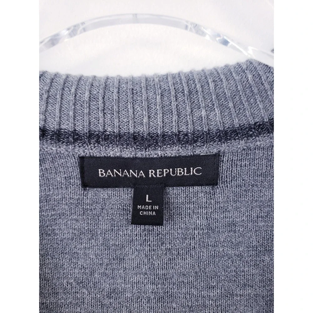 Banana Republic Quarter Zip Pullover Sweater Gray Coolmax Pocket Large